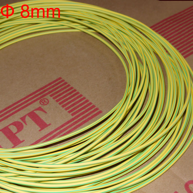 8M 8mm Dia 2 : 1    ̺  Yellow-Green Yellow & amp;     /8M 8mm Dia 2:1 Double Color Earth Line Cable Flame Retardant Yellow